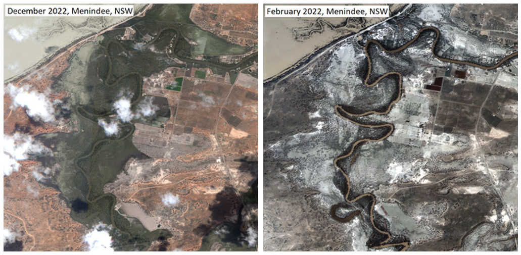 Flooding of the Darling River near Menindee